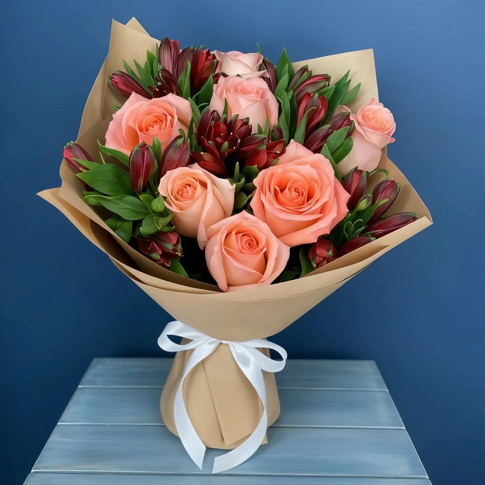 Букет цветов из: Розы и Альстромерии в Гиагинском