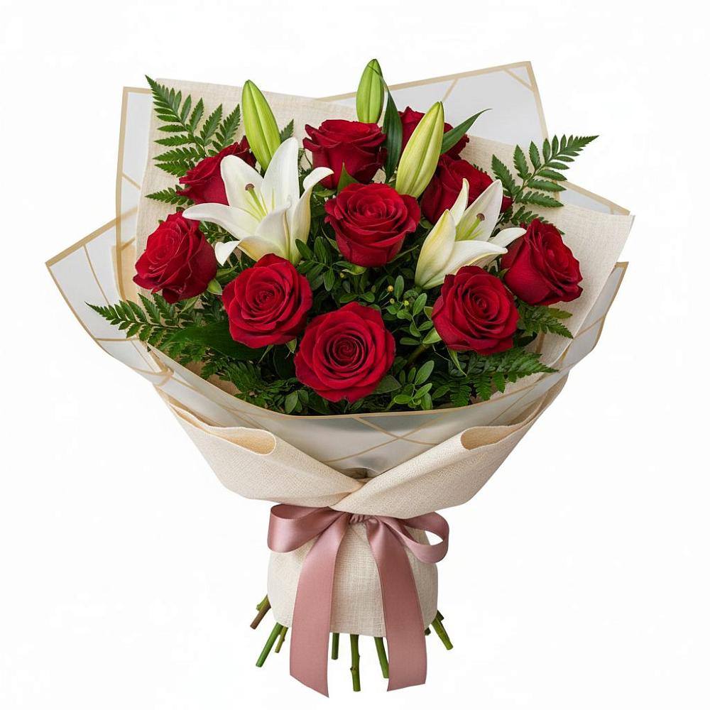 Букет цветов из: Лилии и Розы в Гиагинском