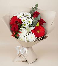 Букет цветов из:  Розы, Хризантемы, Герберы и Лилии в Гиагинском