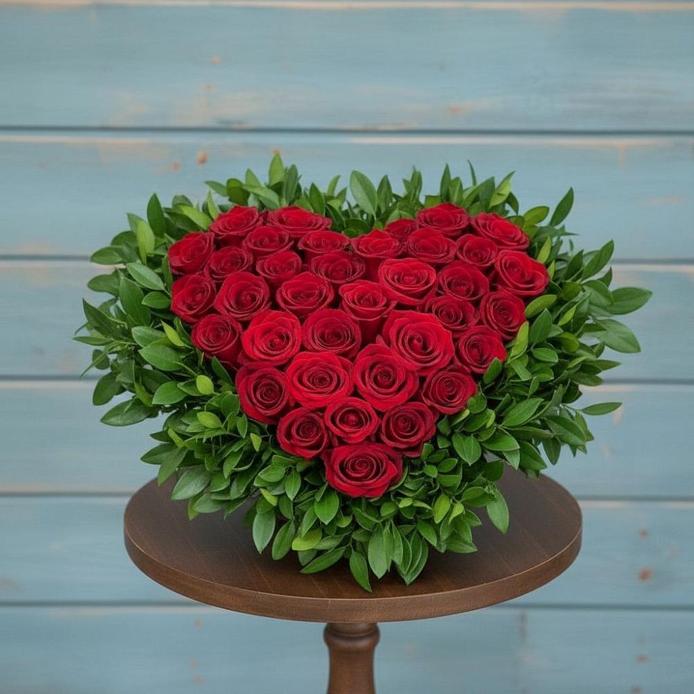 Цветочная композиция из Розы в виде сердца в Гиагинском