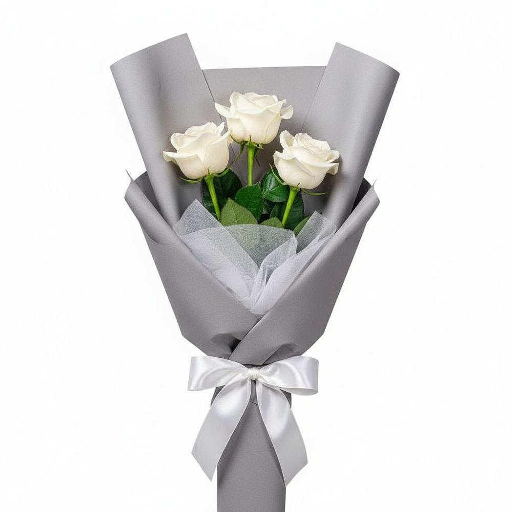Букет 3 белые розы в Гиагинском