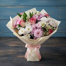 Букет цветов из:  Хризантемы, Альстромерии и Розы #REPLACE_PRED# Гиагинском