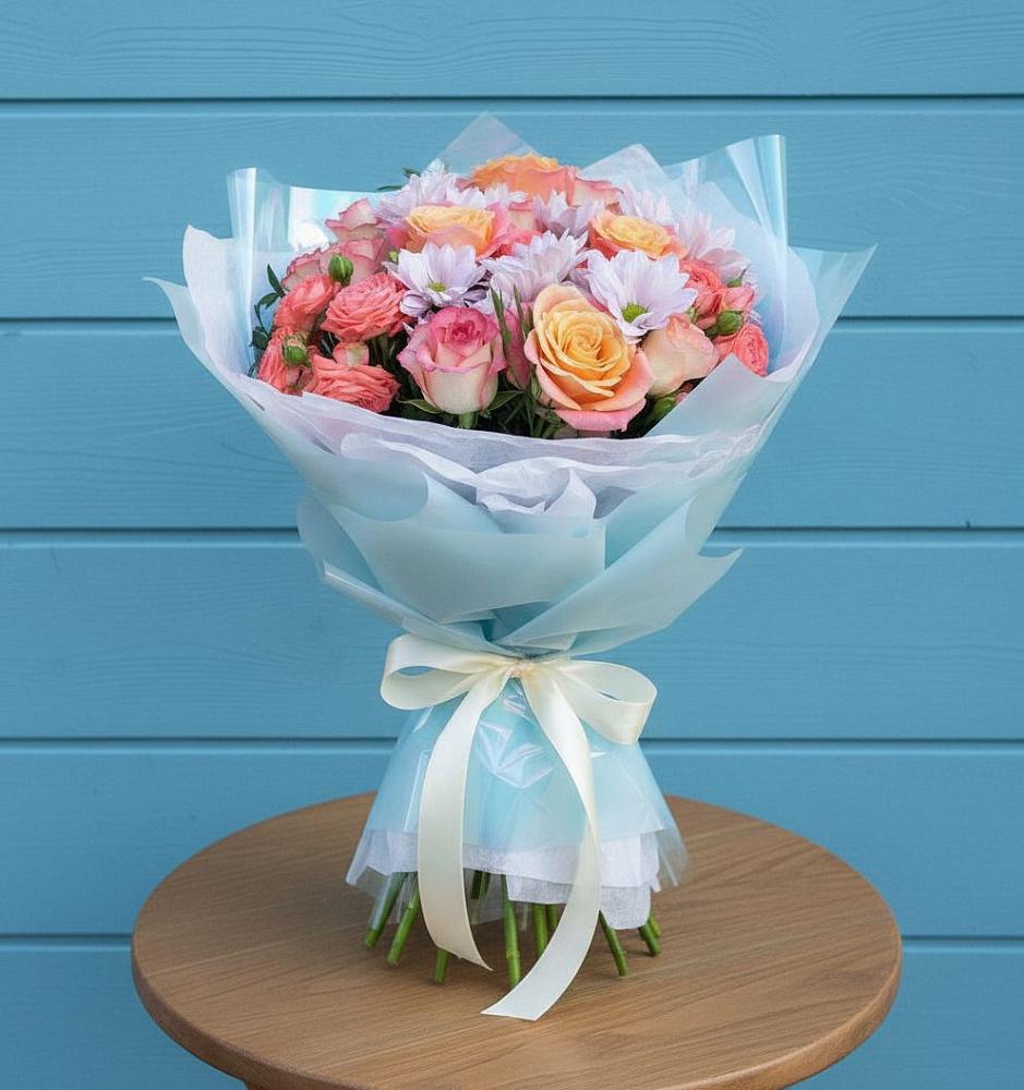 Букет цветов из: Хризантемы и Розы в Гиагинском