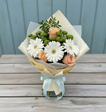 Букет цветов из:  Герберы, Розы и Хризантемы в Гиагинском